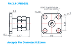 2.4mm Male Field Replaceable Connector with 4 Hole Flange ｜ 6.35mm Hole Spacing ｜ DC-50GHz