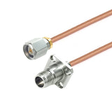 2.4mm Male to 2.4mmm 4 Hole Flange Female Cable Assembly | .086" Semi-Rigid GUT-085 (Copper) Coax Cable  | DC - 50GHz