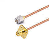 SMA Male to SMA 4 Hole Flange Female Cable Assembly | .086" Semi-Rigid GUT-085 (Copper) Coax Cable  | DC - 18GHz