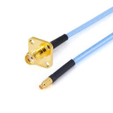 SMA 4 Hole Flange Female to GPPO(Mini-SMP) Female Cable Assembly | 086" Semi-Flexible Coax Cable with FEP Jacket | DC - 18GHz