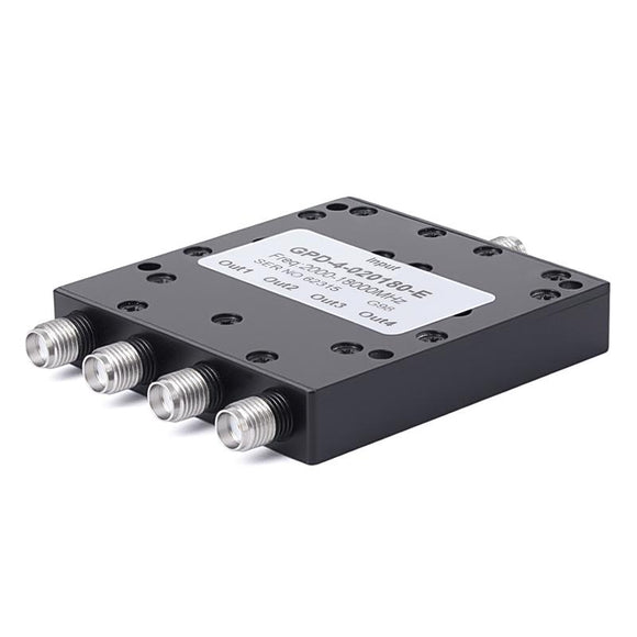4-Way SMA Power Divider From 2 GHz to 18 GHz Rated at 20 Watts
