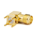 SMA Female PCB Mount Soldering Right Angle Connector ｜ Pad hole spacing 5.2mm ｜ Center pin 1.3mm ｜ DC-6GHz