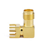 SMA Female PCB Mount Soldering Right Angle Connector ｜ Pad hole spacing 5.2mm ｜ Center pin 1.3mm ｜ DC-6GHz