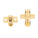 SSMA Female Panel Mount Connector | 2 Hole Flange | Hole Spacing 8.3mm | Metal Feedthrouth | Round PCB Tail Pin | DC-3GHz