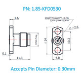 1.85mm Female Field Replaceable Connector 2-Hole Flange, 10.2mm Hole Spacing,  DC-65GHz