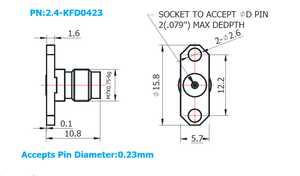 2.4mm Female Field Replaceable Connector with 2 Hole Flange, 12.2mm Hole Spacing,DC-50GHz