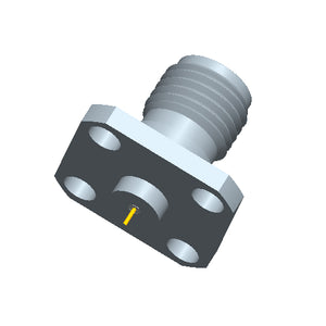 2.4mm Female Connector with 4-hole Flange, Hole Spacing 8.6mm, Metal Through-plate ，DC-50GHz