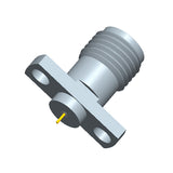 2.4mm Female Connector with 2-hole Flange, Hole Spacing 10.2mm, Metal Through-plate，DC-50GHz