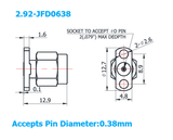 2.92mm Male Field Replaceable Connector with 2 Hole Flange, 8.9mm Hole Spacing,DC-40GHz