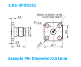 2.92mm Female Field Replaceable Connector with 4 Hole Flange, 8.6mm Hole Spacing,DC-40GHz