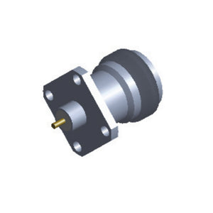 N Female Connector with 4-hole Flange，Hole Spacing 12.7mm, Through-plate Metal Φ6mm Length 4mm, Tail Pin Φ1.27mm Length 2mm，DC-18GHz