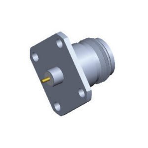 N Female Connector with 4-hole Flange，Hole Spacing 18.3mm, Through-plate Metal Φ6mm Length 4mm, Tail Pin Φ1.27mm Length 2mm，DC-18GHz