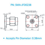 SMA Male Field Replaceable Connector 4-Hole Flange,6.35mm Hole Spacing,  DC-26.5GHz