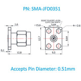 SMA Male Field Replaceable Connector 4-Hole Flange,8.6mmX5.6mm Hole Spacing,  DC-26.5GHz