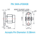 SMA Male Field Replaceable Connector 2-Hole Flange,12.2mm Hole Spacing,  DC-26.5GHz