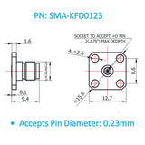 SMA Female Field Replaceable Connector 4-Hole Flange,8.6mm Hole Spacing,  DC-26.5GHz