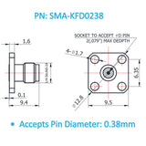 SMA Female Field Replaceable Connector 4-Hole Flange,6.35mm Hole Spacing,  DC-26.5GHz