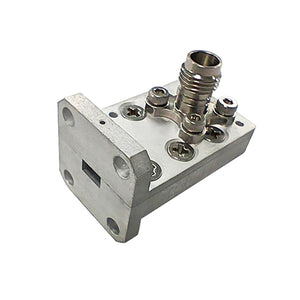 WR19 With FBP Flange,1.85mm Female Connector,Right Angle Waveguide to Coax Adaptors,DC-40GHz-60GHz